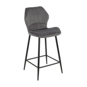 Chaise haute en velours capitonné avec dossier - 3 coloris - VICTOR