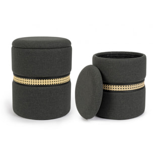 Set di 2 pouf contenitore KARINA carbone