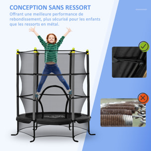 Trampoline enfant Ø 1,63 × 1,63H m filet de sécurité porte zipée couvre-ressorts 6 poteaux rembourrés inclus noir