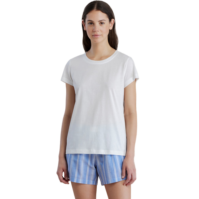 Pigiama donna in cotone top girocollo e pantalone corto articolo stripes Noidinotte