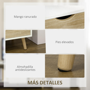 HOMCOM Mueble de TV con Cajón 2 Puertas y Compartimiento Mesa para TV para Televisores de hasta 50 Pulgadas Aparador de Salón para Dormitorio 110x40x50 cm Blanco y Natural