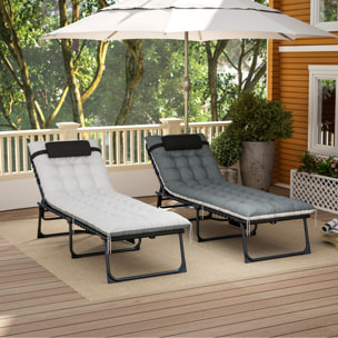 Lot de 2 bains de soleil pliables inclinables avec matelas grand confort