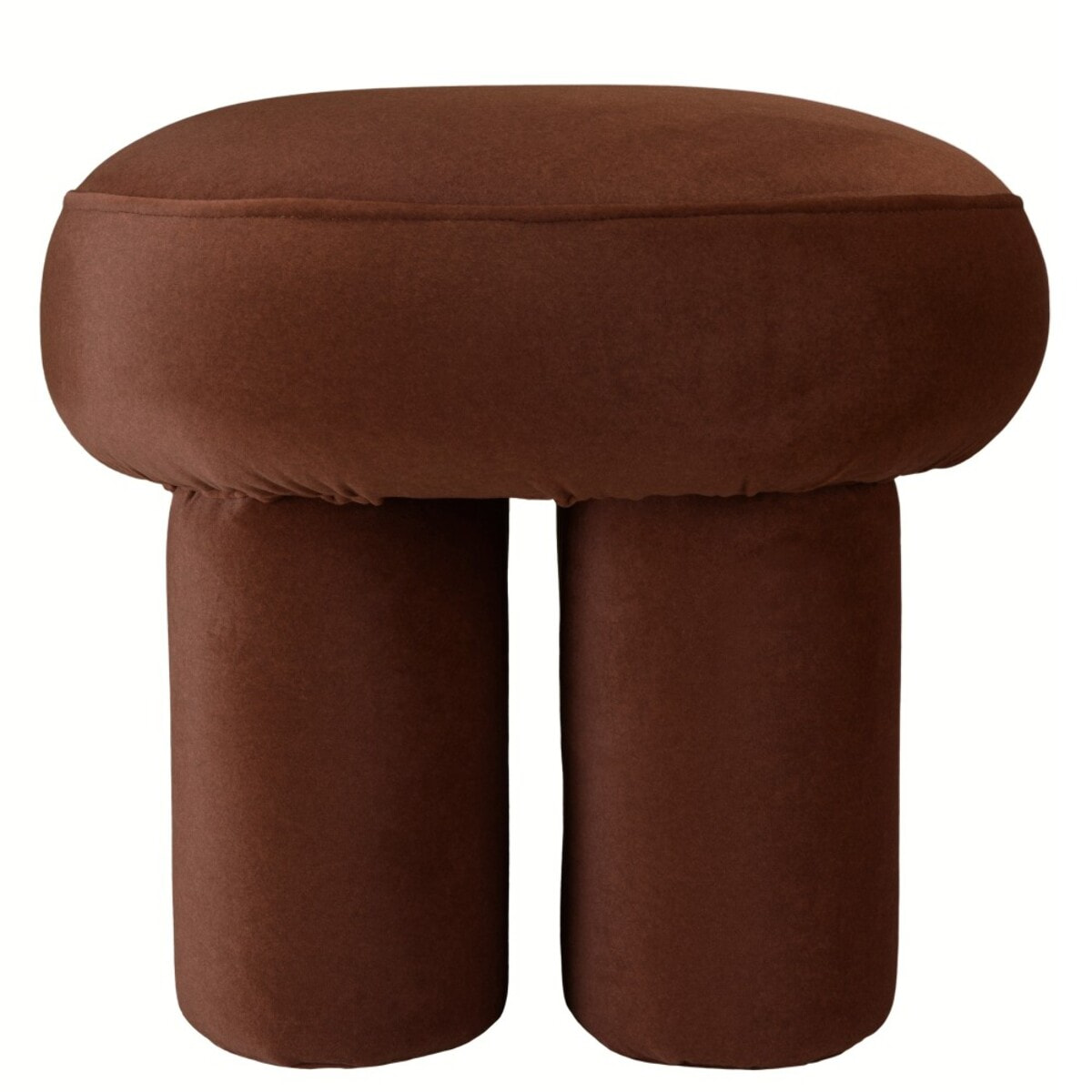LEOPOLD - Pouf forme design n°2 en tissu effet velours marron
