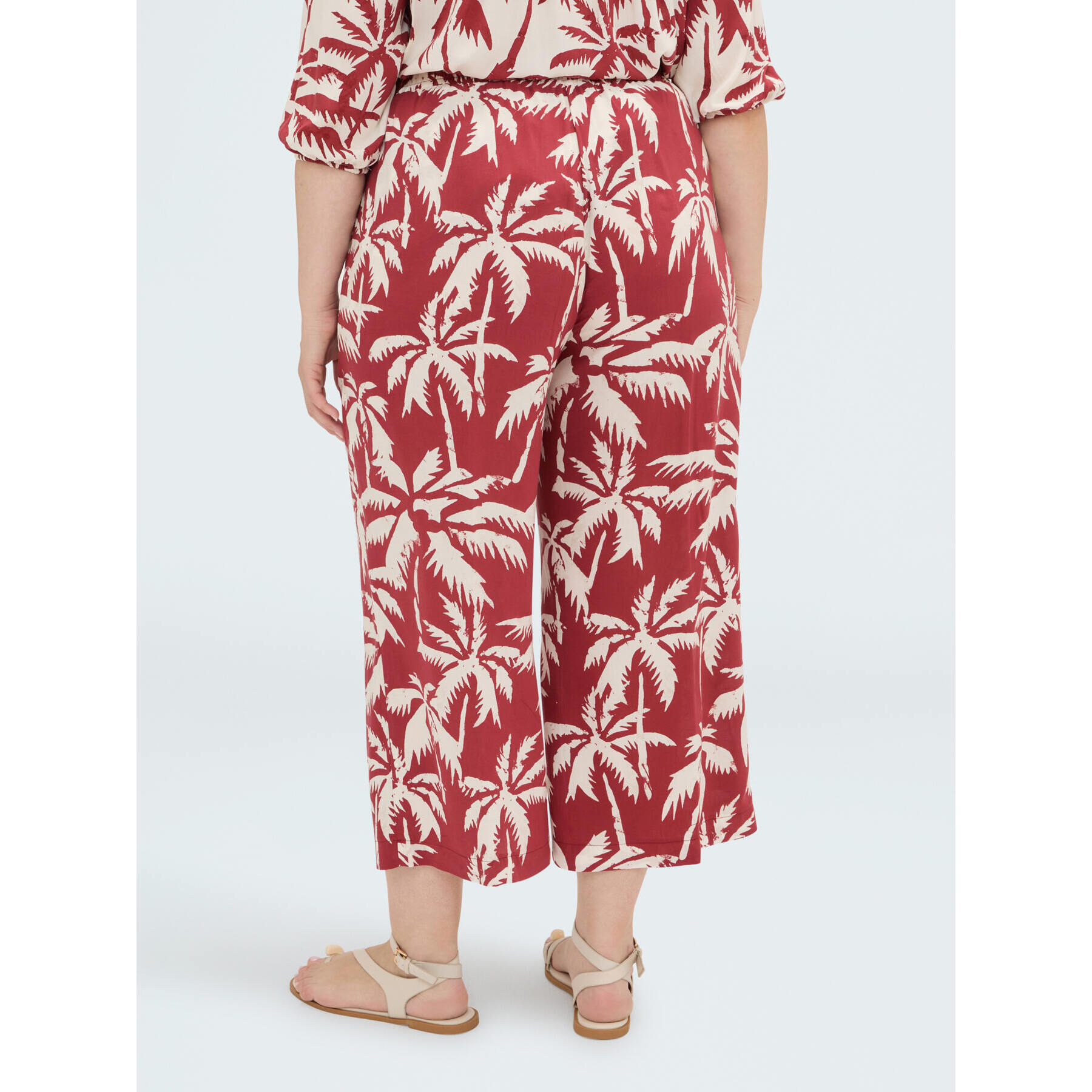 Fiorella Rubino - Pantaloni cropped in viscosa con stampa - Marrone