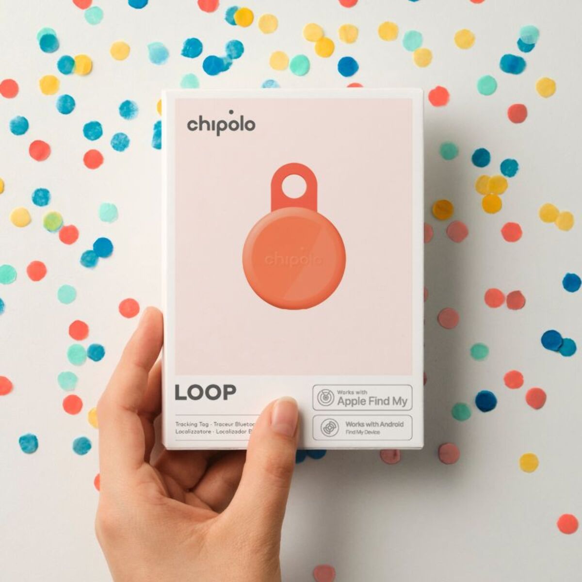 Tracker GPS CHIPOLO Loop rechargeable USBC rose corail