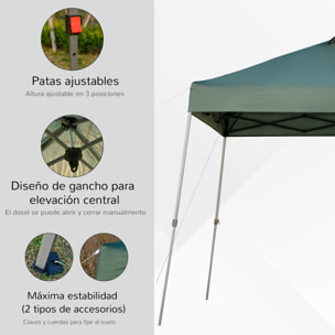 Cenador Plegable 3x3m Jardín con Bolsa de Transporte con Ruedas Camping Verde