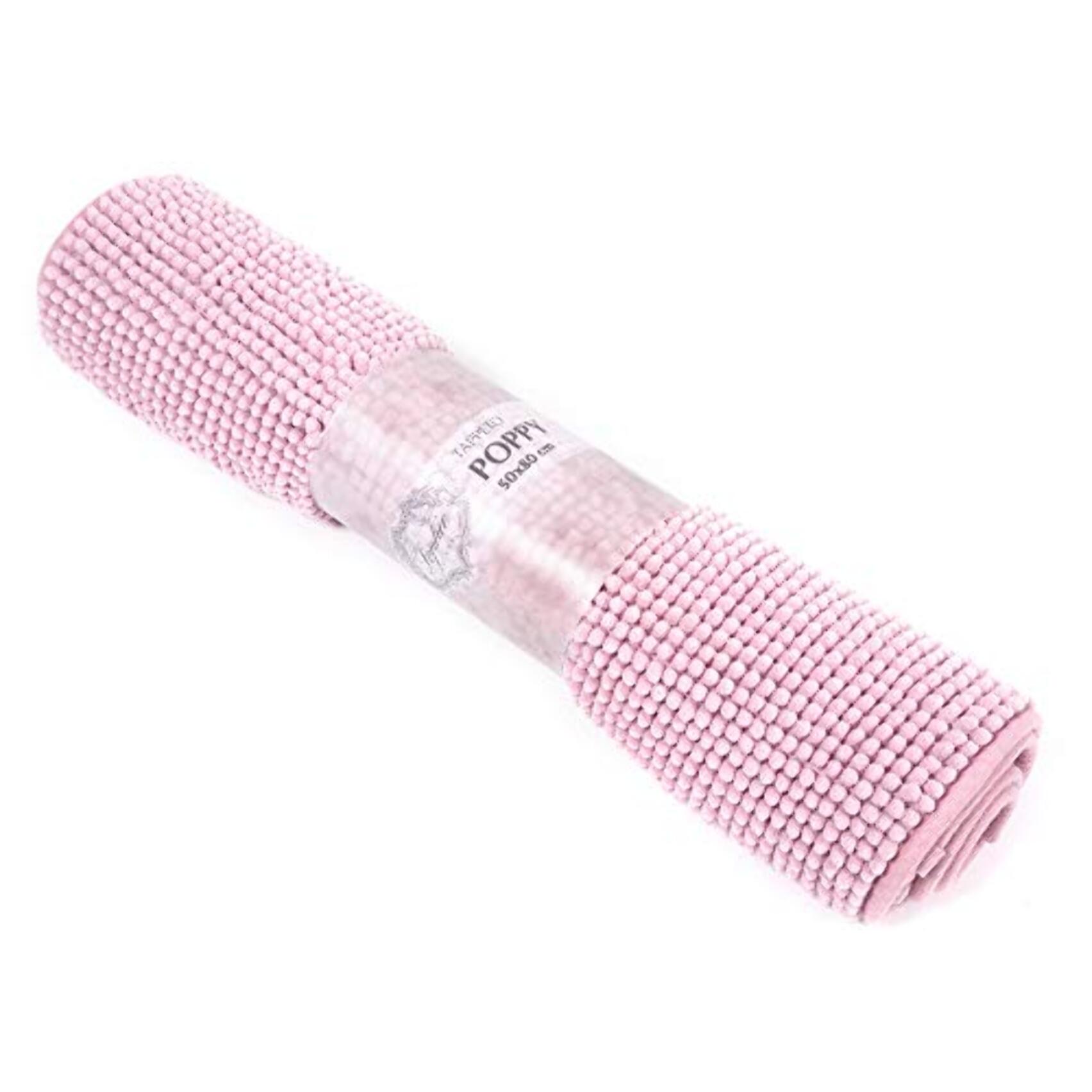 Tappeto Bagno Poppy Rosa, Antiscivolo, Tessuto Morbido e Assobente.