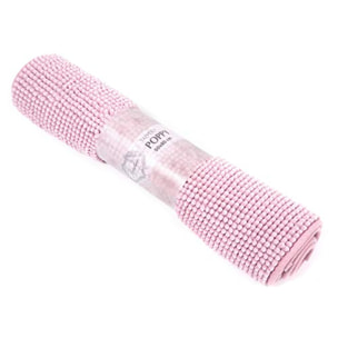 Tappeto Bagno Poppy Rosa, Antiscivolo, Tessuto Morbido e Assobente.