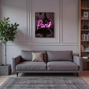 Tableau LED - HOME DECO FACTORY - Paris - Lumineux - Noir et rose