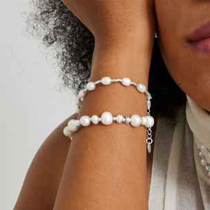 Pulsera de Perla Blanca acabada en rodio