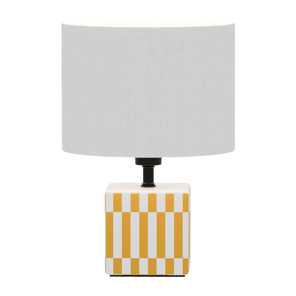 Petite lampe à poser Manet – céramique jaune solaire et lin naturel