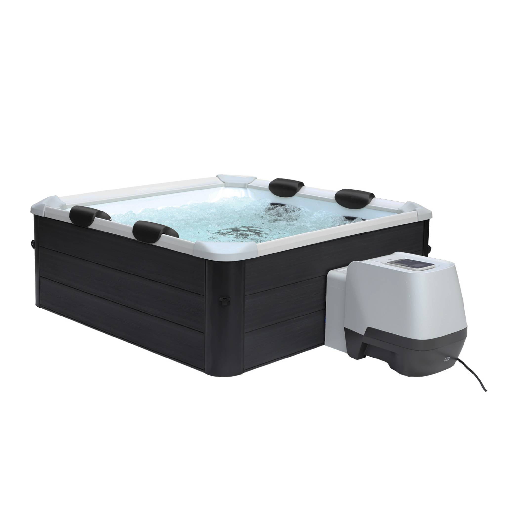 Spa rigide 6 places 180cm carré gris hydromassages, 4 coussins + bâche incluse OSLO PLUS AERO