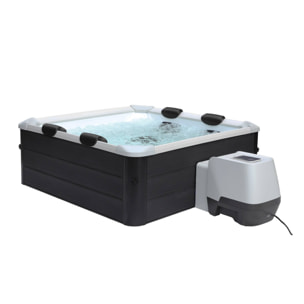Spa rigide 6 places 180cm carré gris hydromassages, 4 coussins + bâche incluse OSLO PLUS AERO