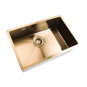 Timeless Évier de cuisine sous plan inox 304, 1 bac , 68x45x21 cm, Or brossé PVD