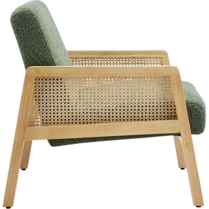 Fauteuil en cannage et tissu bouclé - MANI