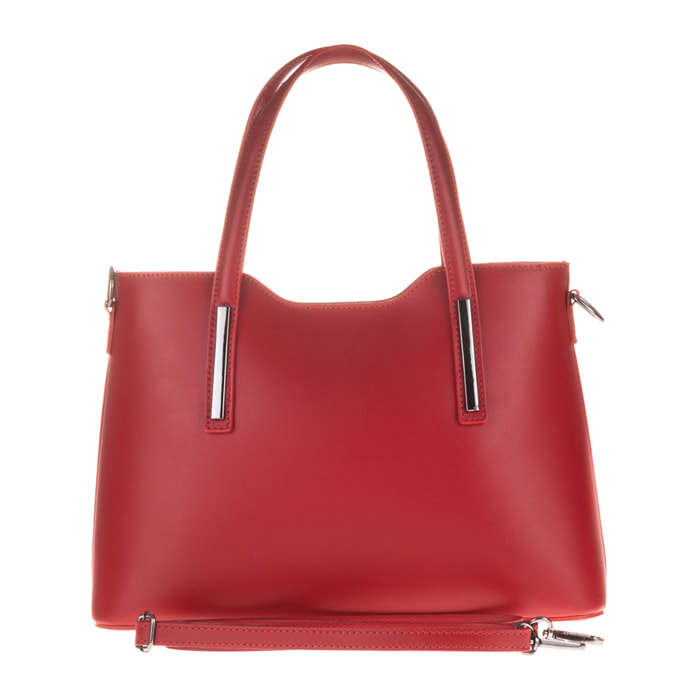 FIRENZE ARTEGIANI Cannobio Borsa Tote da Donna. Vera Pelle Ruga Made in Italy 31x12x22 Cm. colore rosso