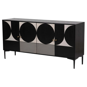 Aparador Mdf Metal Negro Blanco 160x40x80 Cm