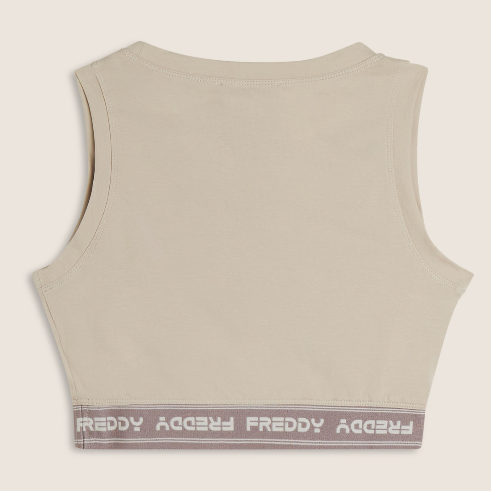 Top sportivo in heavy jersey stretch con elastico logato