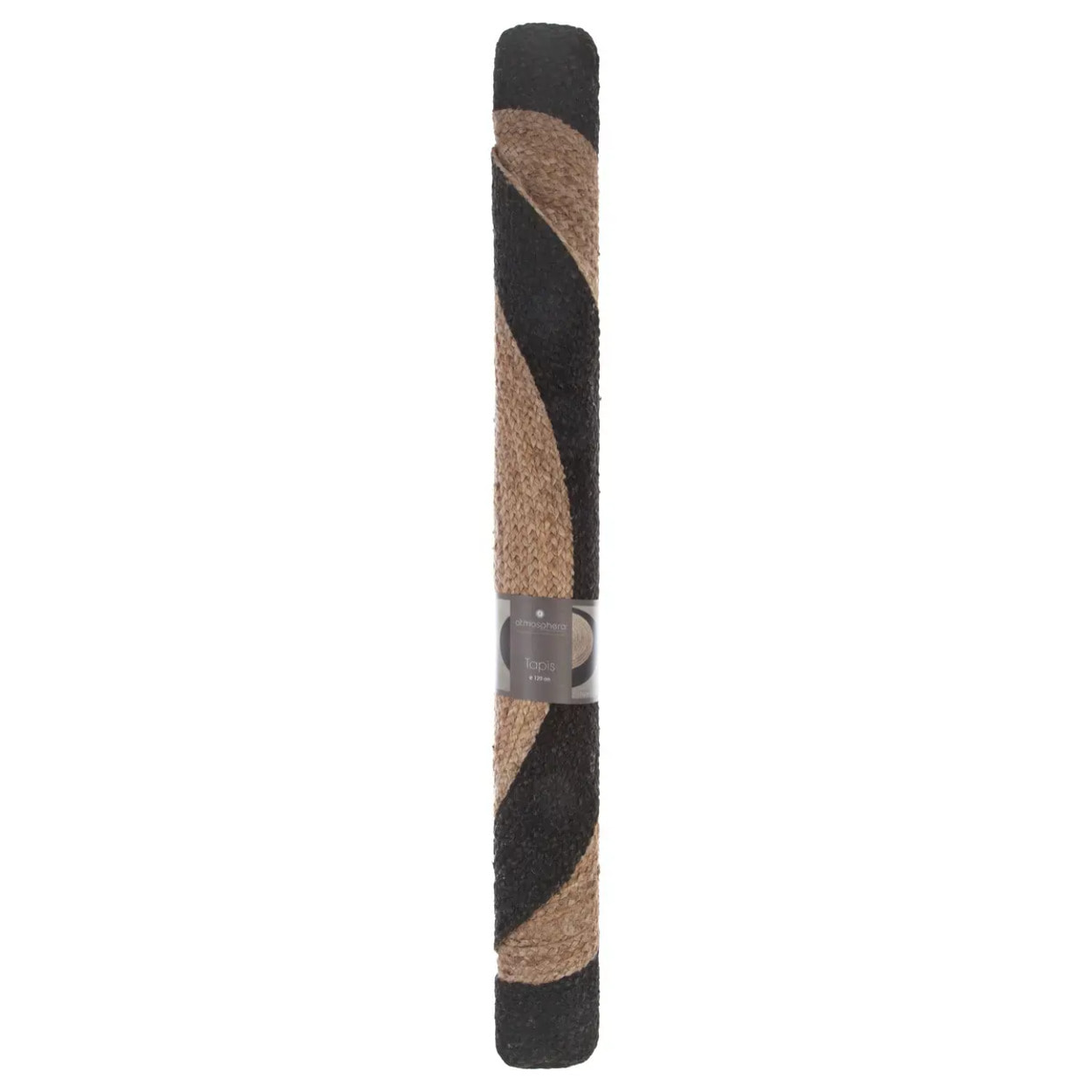 Tapis en jute bord noir noir D120cm