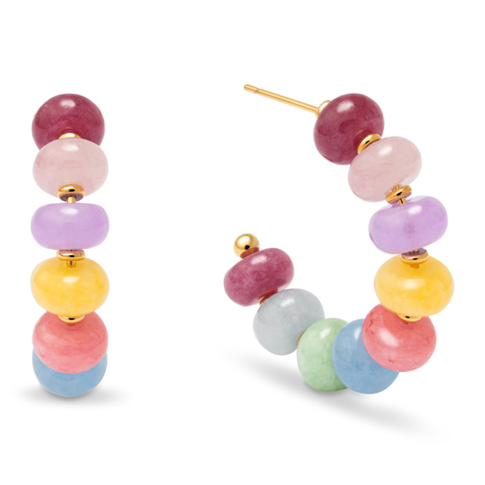 Pendientes Color Stones Acero Baño Oro