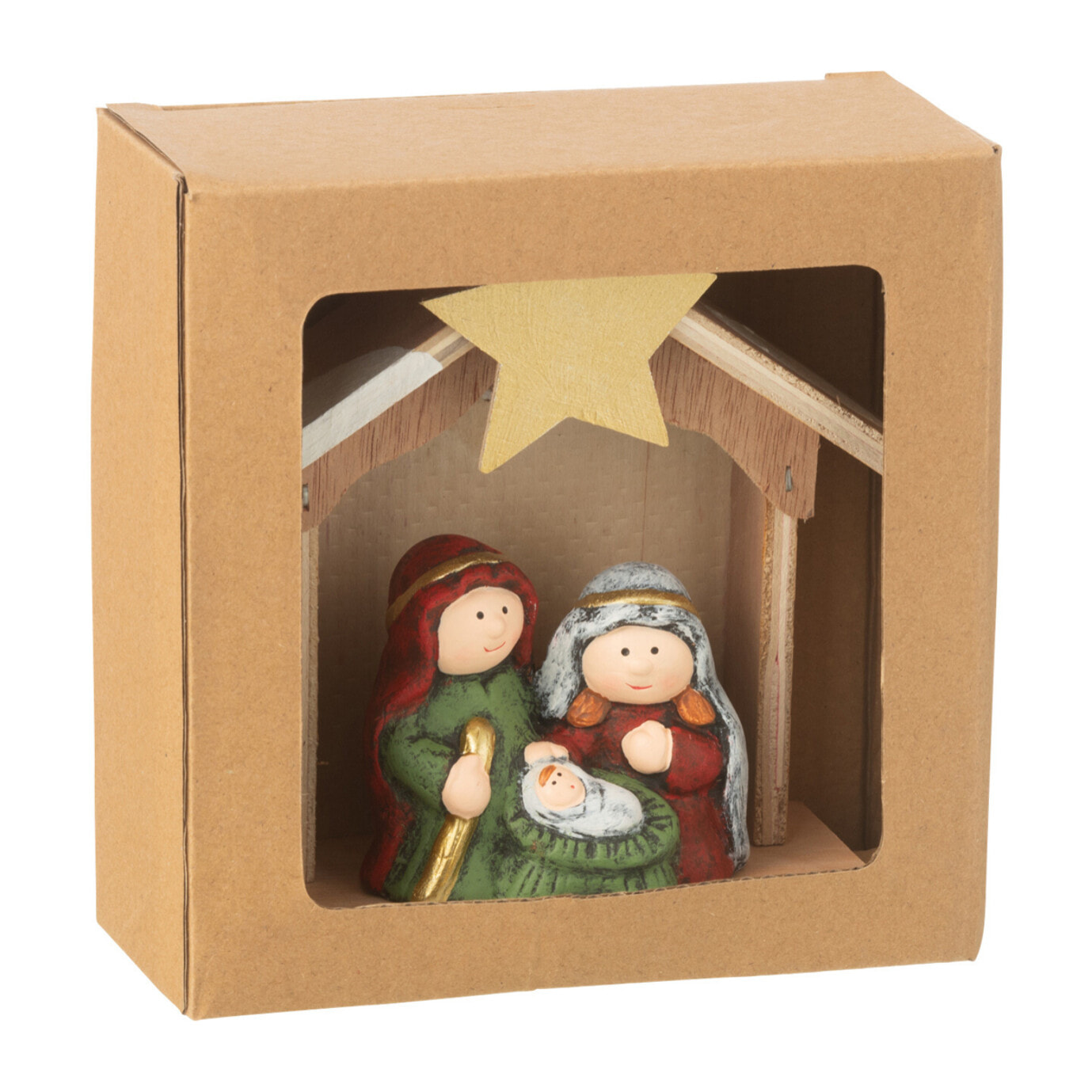 J-Line décoration crèche de Noël - porcelaine - mix - small - LED