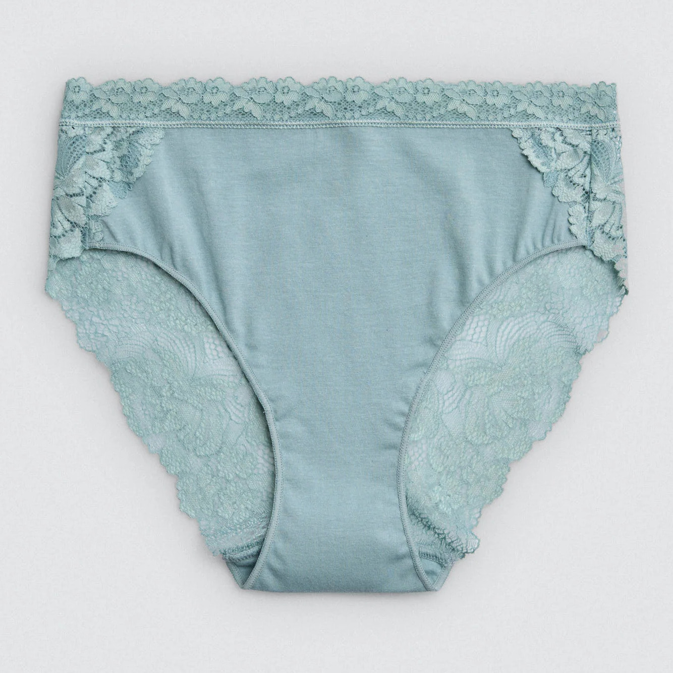 Slip midi in cotone con pizzo verde