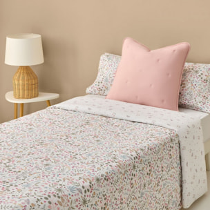 Funda nórdica algodón flores y mariposas Sibel color blanco 100% Algodón percal