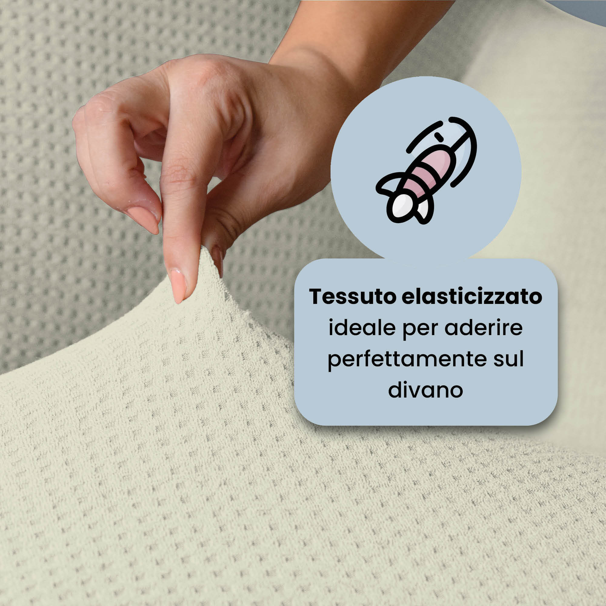 COPRIDIVANO IRIS, Elastico, Estensibile e Sagomato - PANNA