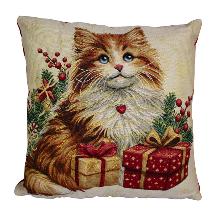 COPPIA CUSCINI ARREDO JACQUARD SFODERABILI 43X43 CM DISEGNO FELIX