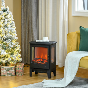 Chimenea Eléctrica 900W/1800W Chimenea Decorativa con Ventanas Efecto de Llama Temperatura Ajustable y Protección Sobrecalentamiento para 20-25 Ã£Å½Â¡ 39x26x54,8 cm Negro