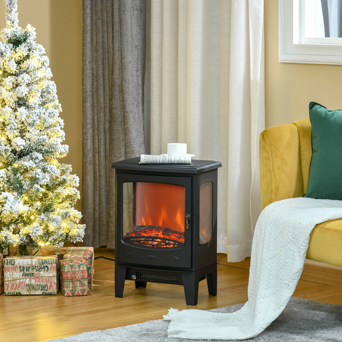 Chimenea Eléctrica 900W/1800W Chimenea Decorativa con Ventanas Efecto de Llama Temperatura Ajustable y Protección Sobrecalentamiento para 20-25 Ã£Å½Â¡ 39x26x54,8 cm Negro