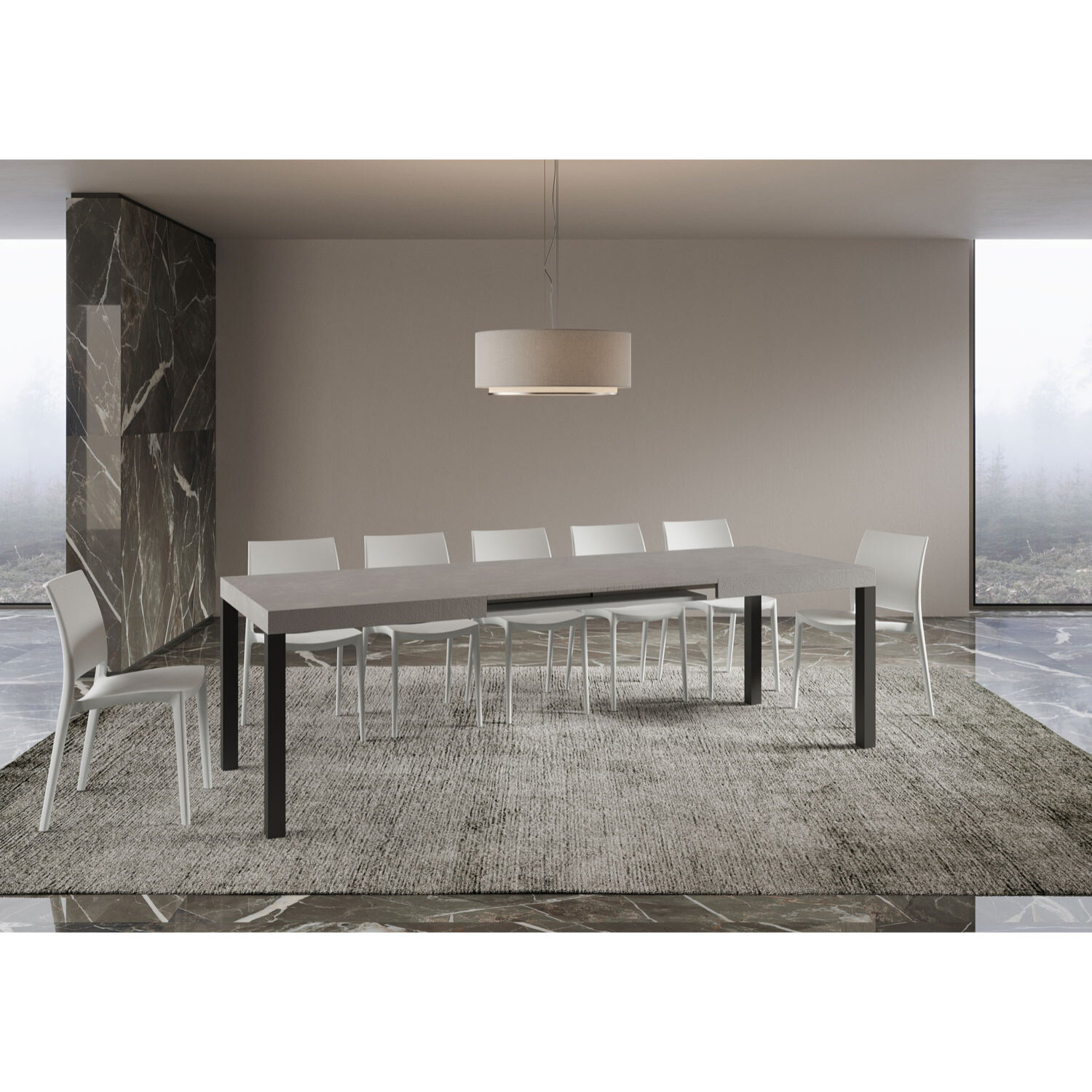 Table extensible 90x160/264 cm Everyday cachemire pieds anthracite