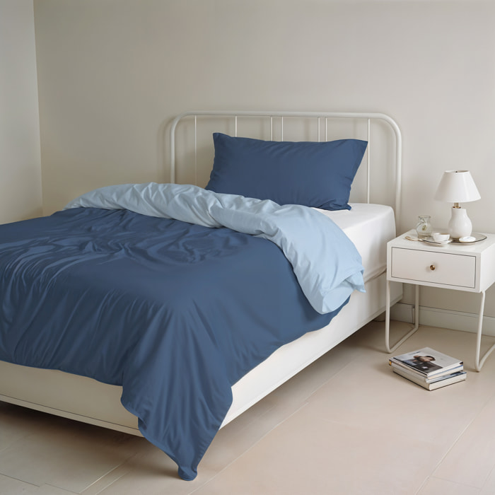 PARURE COPRIPIUMINO NATURAL COLOR PIAZZA E MEZZA - 100% COTONE MADE IN ITALY