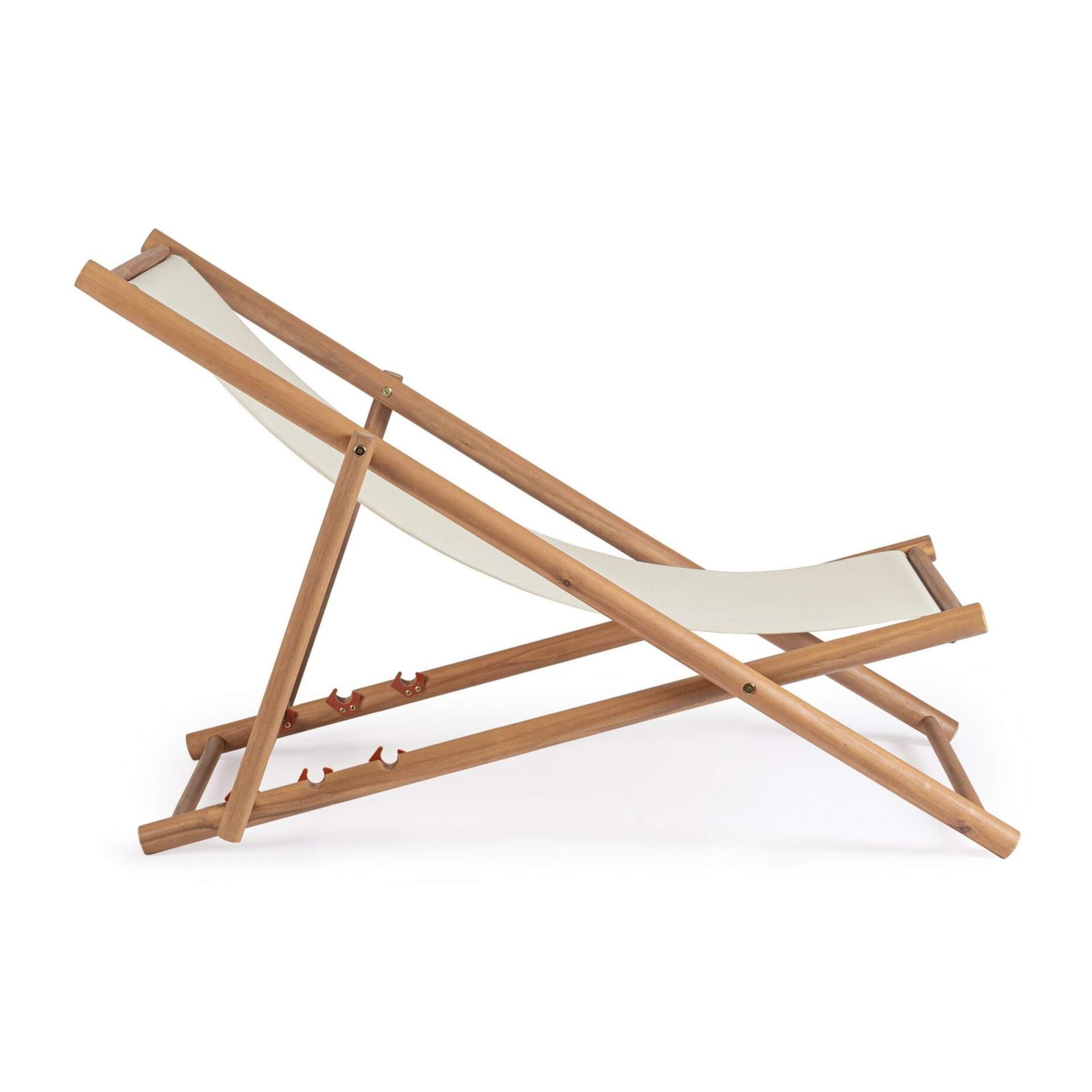 Set di sdraio MONSARAZ in legno di acacia e tessuto bianco