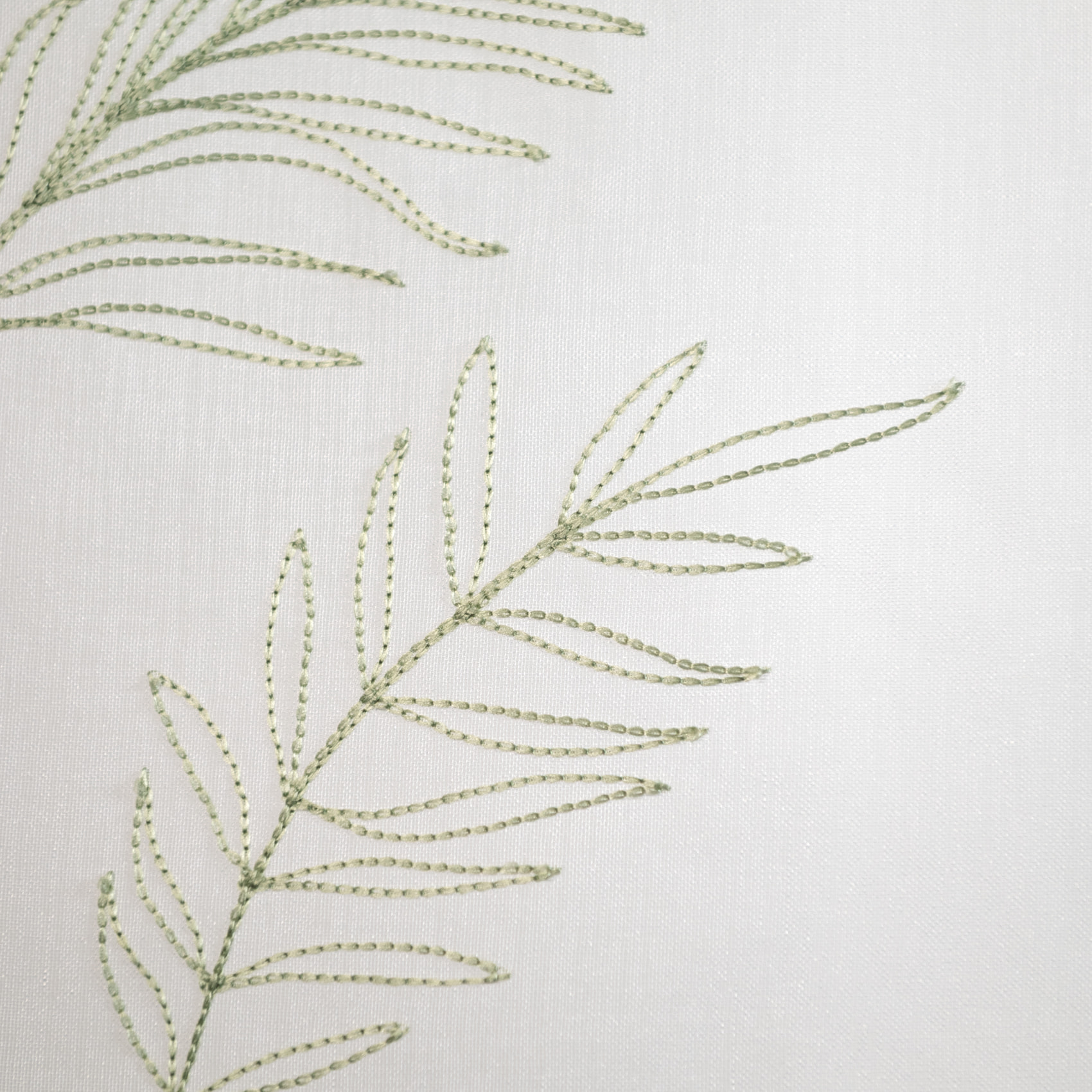 Paire voilages avec motif feuilles brodées - Vert