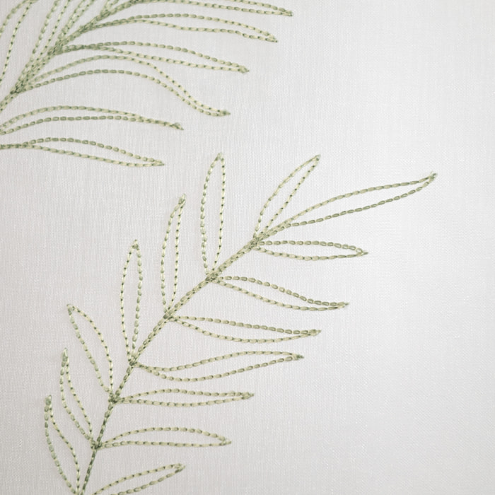 Paire voilages avec motif feuilles brodées - Vert