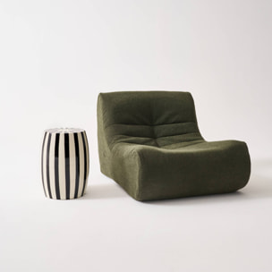 Table d'appoint, bout de canapé, table de chevet acier émaillé, rayures bicolores Ø35 x H 46cm MIZZY