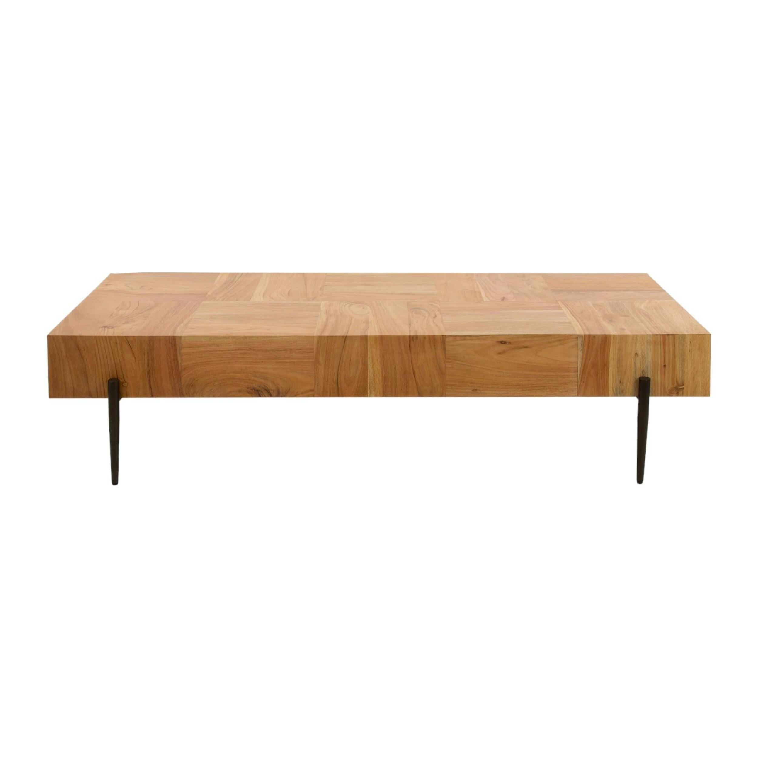 Table basse en bois d'acacia motif damier MELBOURNE