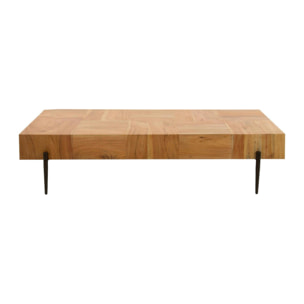 Table basse en bois d'acacia motif damier MELBOURNE