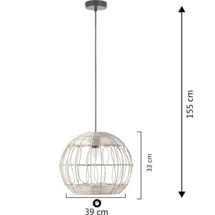 Lámpara de techo Kaede de ratán natural, diámetro 39 cm