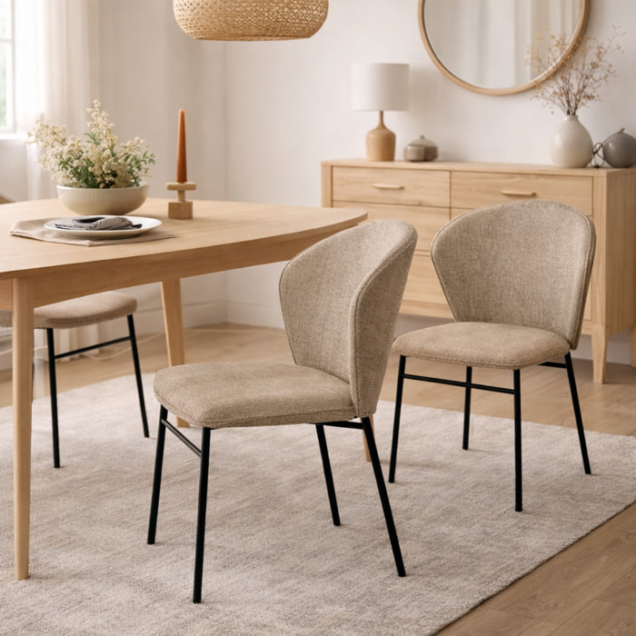 Lot de 2 chaises – Assise rembourrée – Design moderne