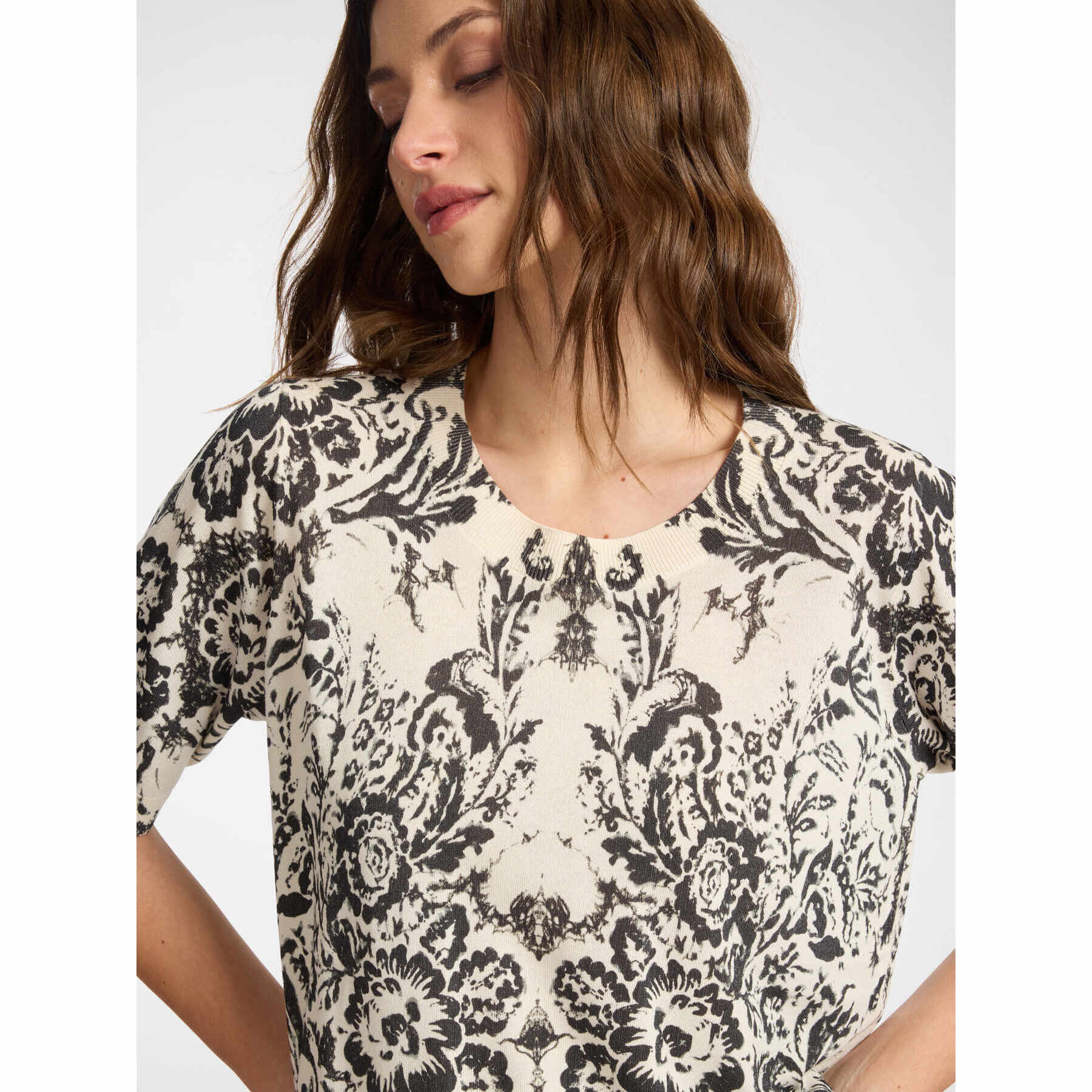 Elena Mirò - Jersey estampado mezcla de algodón - Negro