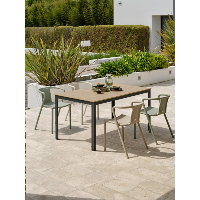 BOSTON - Ensemble repas de jardin 4 places en aluminium gris anthracite
