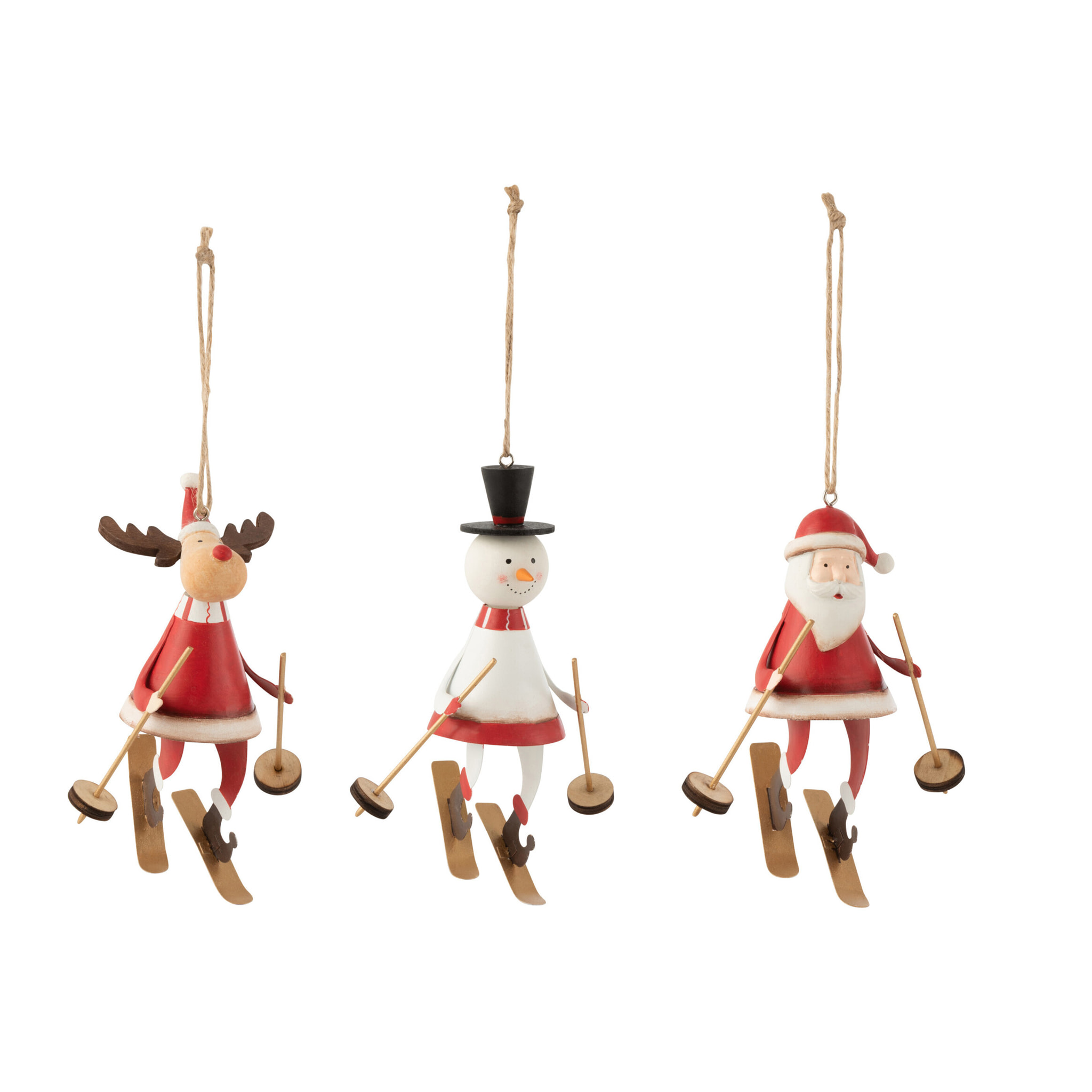 J-Line suspension de Noël Père Noël/Renne/Bonhomme De Neige - métal - blanc/rouge - 3 pcs