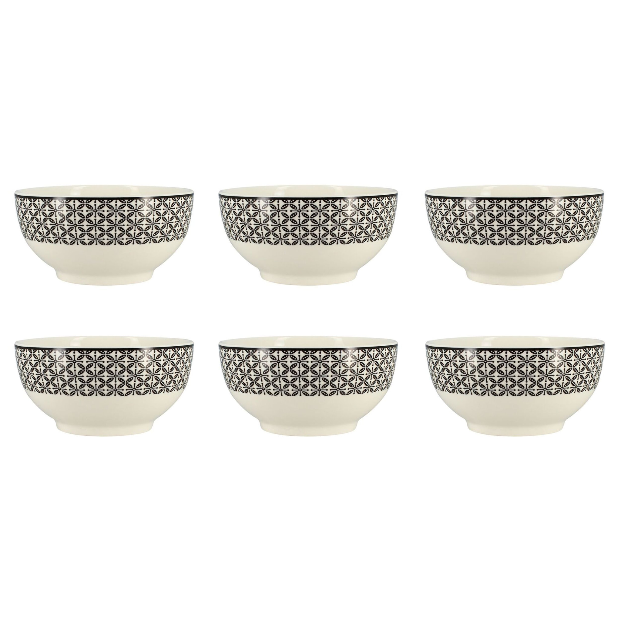 Lot de 6 bols en porcelaine - 3 décors assortis 50cl GRAPHIK