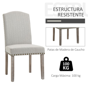 Juego 2 Sillas de Comedor Cocina con Respaldo Alto Remaches 51x64x99,5 cm Gris