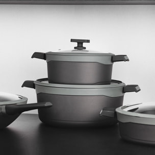 Cacerola de Ø24x12cm con tapa en Aluminio fundido con Revestimiento antiadherente GASTRO REECO MasterPRO