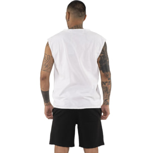 T-shirt da uomo smanicata in cotone elasticizzato Leone Stripe Gold