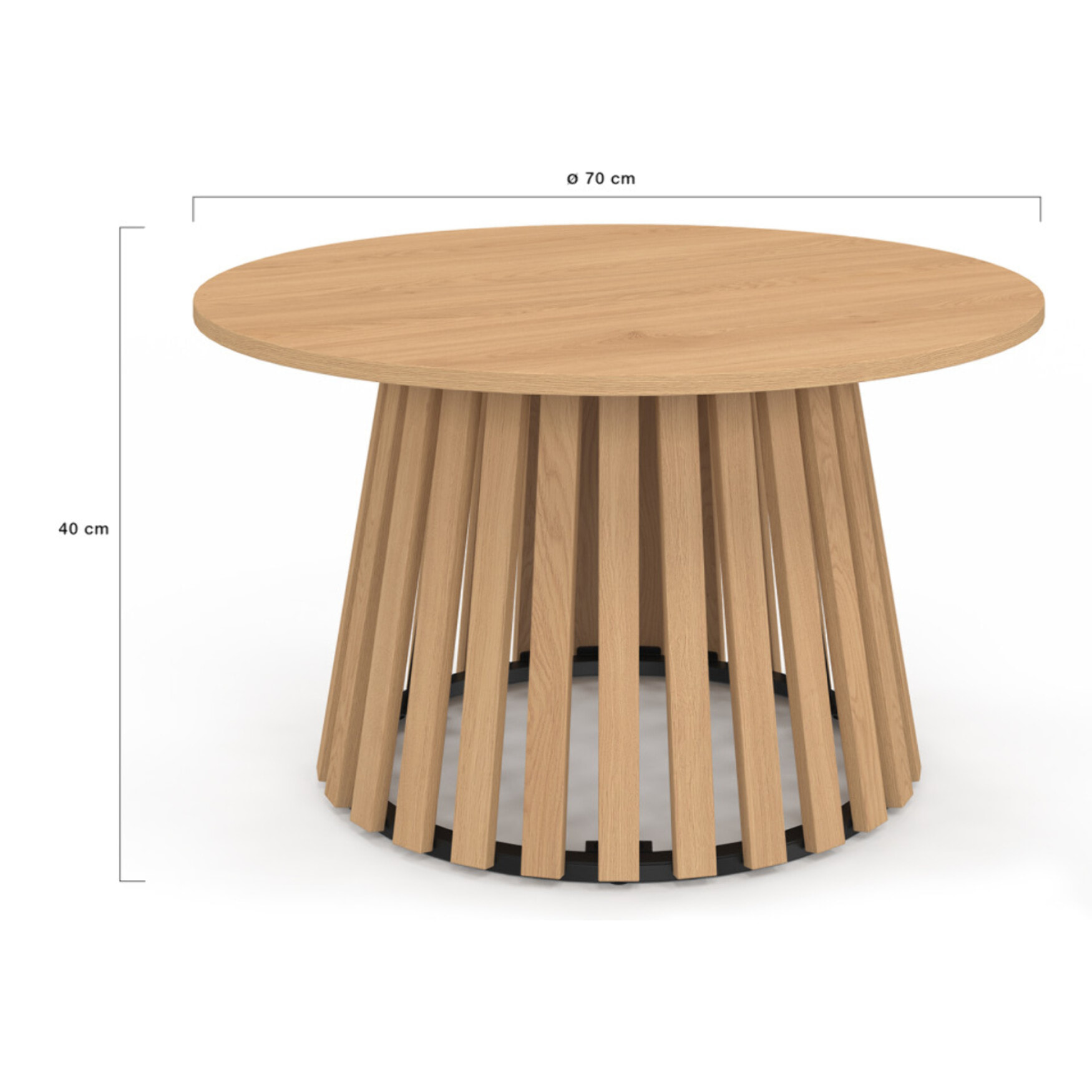 Table basse ronde Camélia pieds lattes