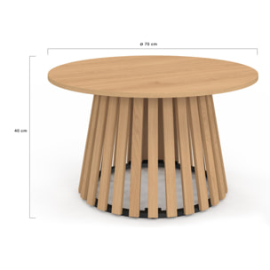 Table basse ronde Camélia pieds lattes